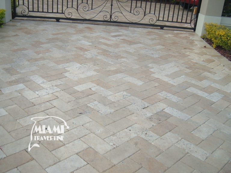 TRAVERTINE PAVER 6X12 IVORY CHISELED Miami Travertine